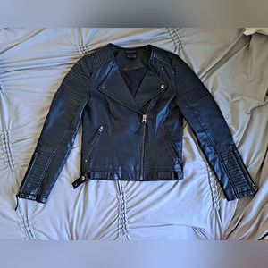Top Shop Black Faux Leather Moto Jacket size US 4